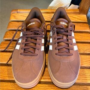 Adidas VL Court Bold Brown Sneakers with White Stripes